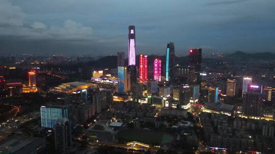 城市夜景灯光秀航拍