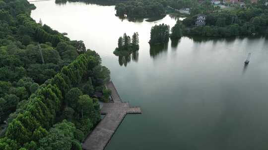 航拍衡阳南湖公园绝美风光美景