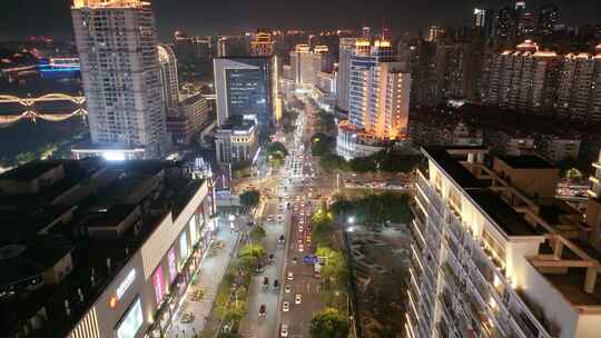 福州台江区解放大桥航拍夜晚夜景车流交通闽