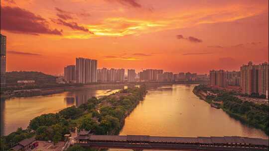 衡阳航拍东洲岛延时衡阳风光延时美景