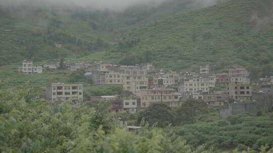 春天烟雨大山乡村云雾缭绕