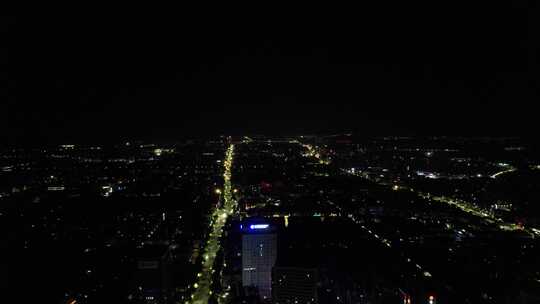 浙江绍兴城市夜景灯光航拍视频素材模板下载
