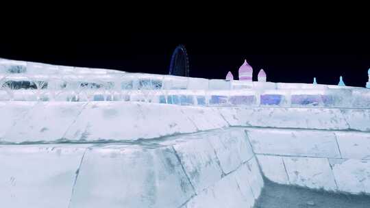 拍摄哈尔滨冰雪大世界景点冰雕景观