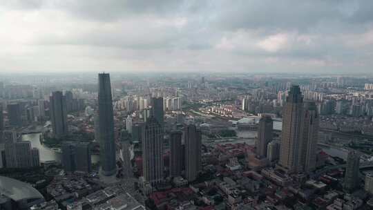 天津海河风景城市建筑风光航拍