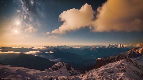 雪山星空云海全景