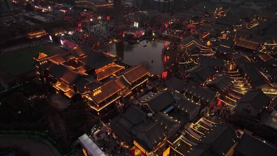 洛阳洛邑古城夜景 春节热闹非凡视频素材模板下载