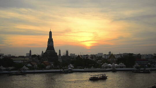 泰国城市建筑日落夕阳