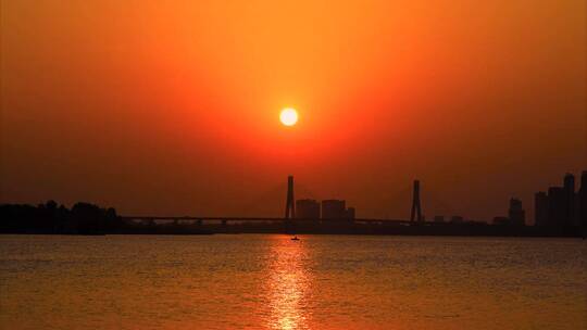 城市日落延时 夕阳 黄昏 太阳落山