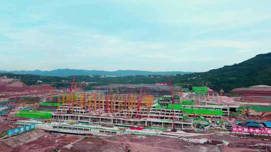 航拍重庆东站建设施工