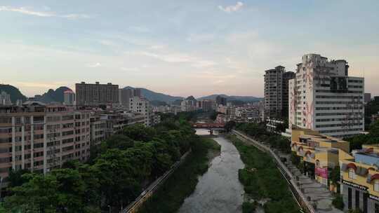 广东云浮大景云浮建设航拍