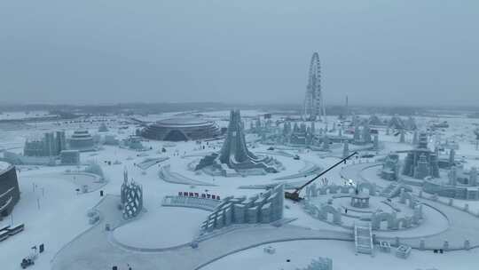 4K航拍第25届哈尔滨冰雪大世界