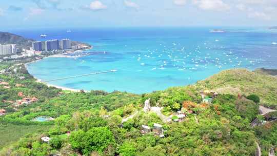 航拍海南省三亚市三亚湾鹿回头风景区