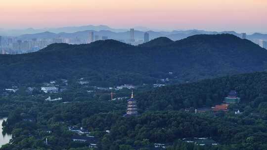 杭州日出 雷锋塔 杭州航拍 西湖