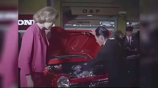 60、70年代英国伦敦汽车展览会视频素材模板下载
