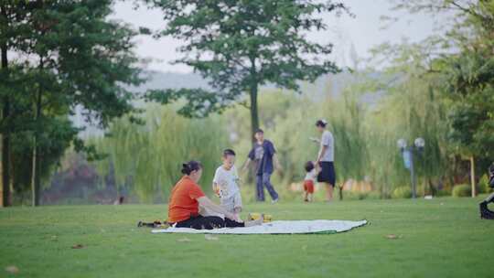 带孩子 露营 野餐 公园 草地 南湖公园