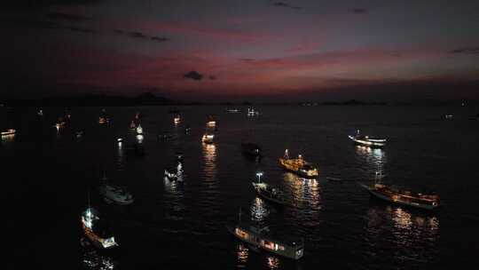 印尼科莫多拉布安巴焦城市港口海滨风光航拍