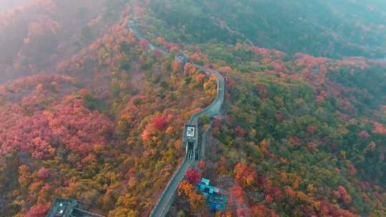 航拍万里长城秋天风景