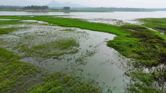 航拍马河水库湿地