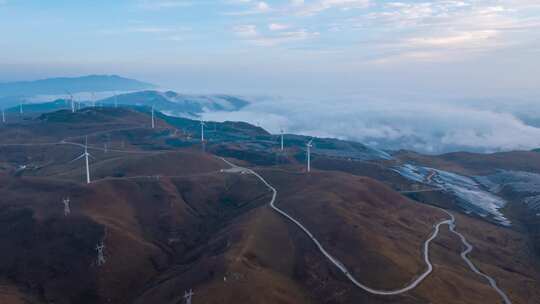 云南巧家赖石山风电场云海航拍4k60帧