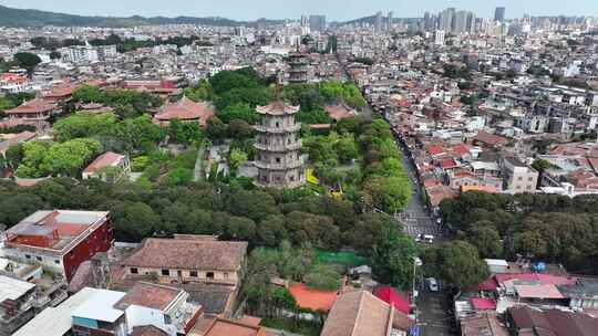 航拍福建省泉州市鲤城区西街街道景观