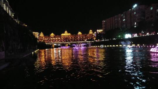 湖北省恩施州4A景区宣恩县侗族风雨桥夜景