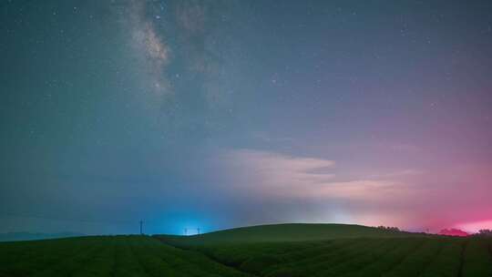 4K贵州遵义湄潭茶海星空