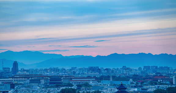 北京天坛天安门广场日转夜亮灯延时下摇镜头