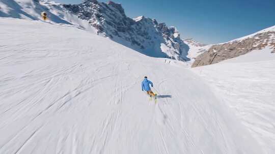 航拍滑雪极限运动刺激场面