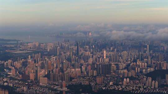 航拍深圳城市云海景观