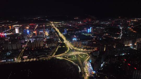 洛阳城市夜景交通航拍