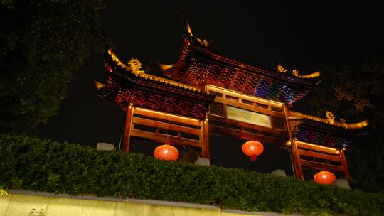 南京秦淮河区域夫子庙，老门东人文风景夜景