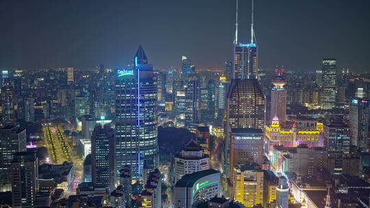 上海南京东路世贸夜景航拍