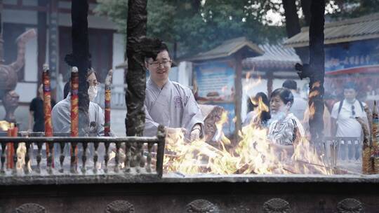 寺庙寺院祭祀活动烧香拜佛视频