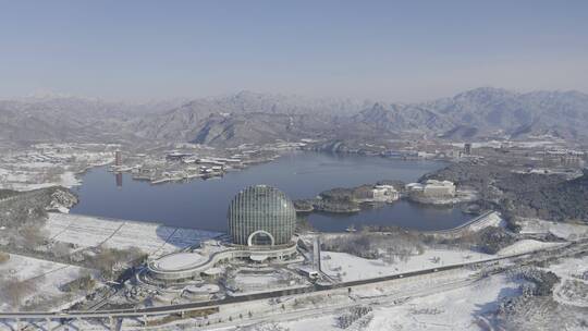 雁栖湖雪后风光4k航拍视频