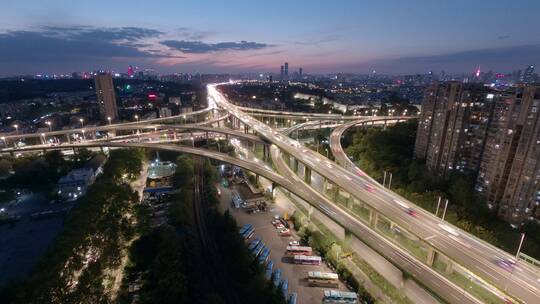 大气震撼南京双桥门立交桥日转夜延时素材