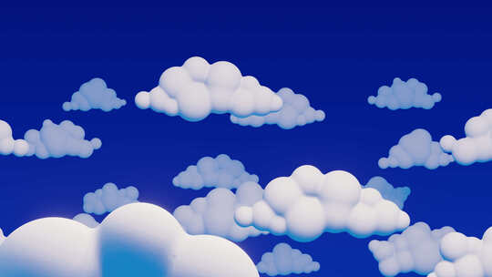 在卡通3d云上的蓝天上飞行