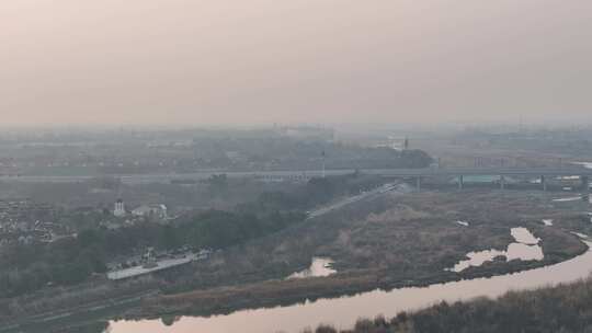 航拍四川广汉湔江鸭子河湿地空镜