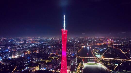 广州小蛮腰夜景航拍