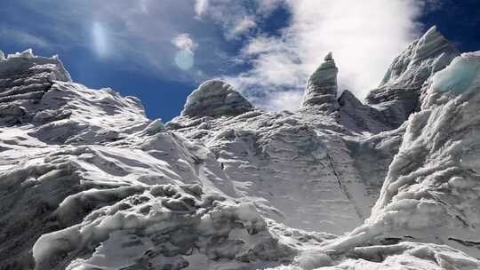西藏冰川消融 蓝天白云  高清延时视频素材模板下载