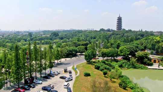 航拍扬州观音山大明寺栖灵塔景区