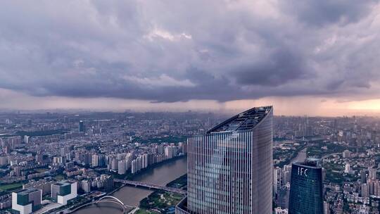 广州夕阳航拍视频素材模板下载