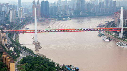 航拍重庆跨江大桥