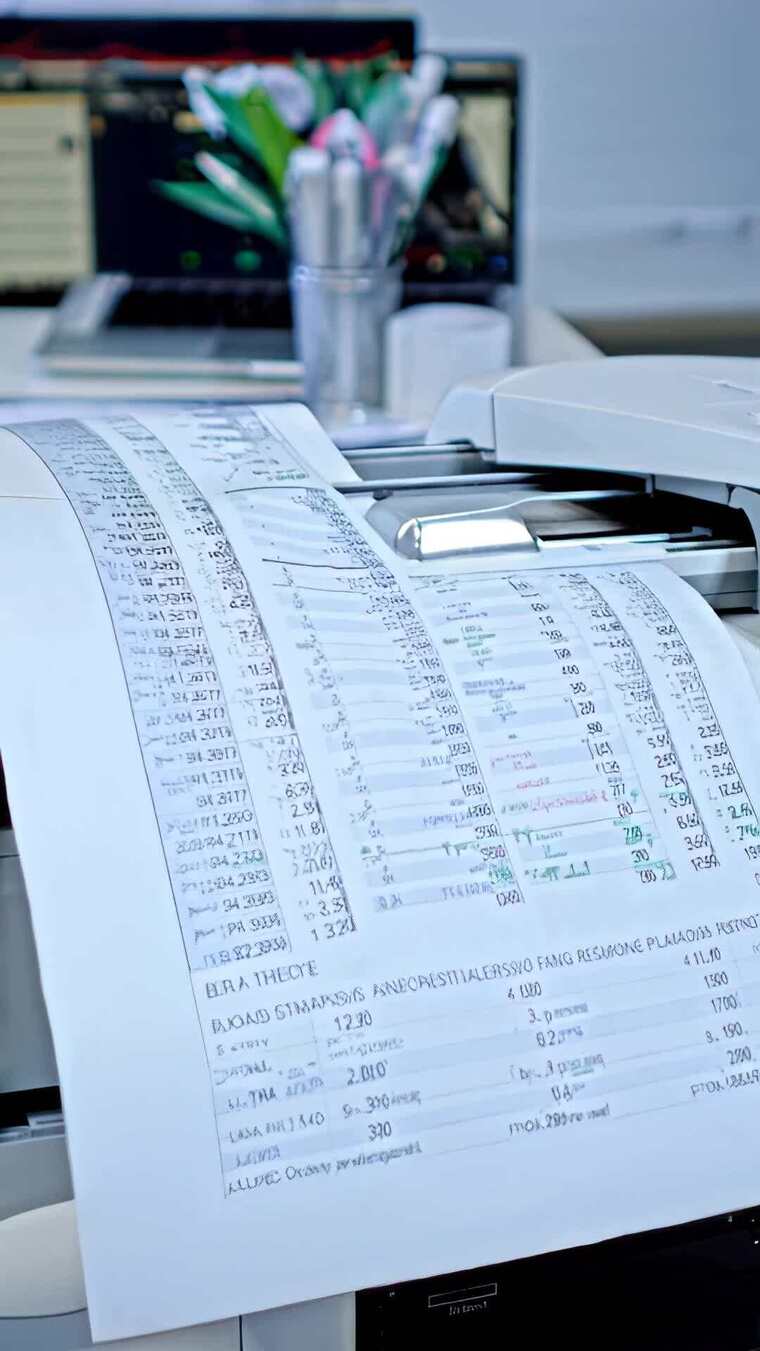 办公打印机打印财务数据报表