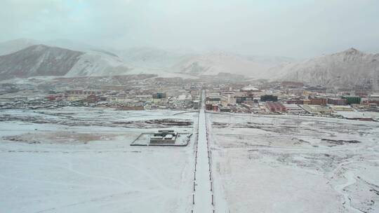 甘孜州石渠县冬季雪景全景视频素材模板下载