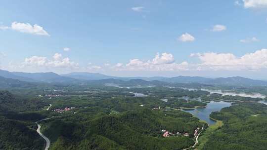 湖北武汉市最大水库黄陂梅店水库全景航拍