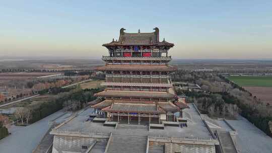 山西古代建筑鹳雀楼航拍