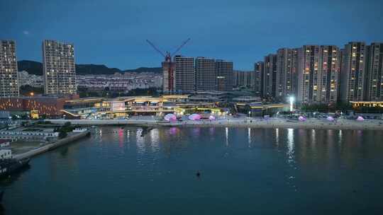 航拍威海经区九龙湾华发新天地商场夜景合集