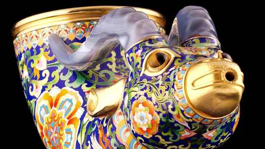 工艺品艺术品非遗传统工艺景泰蓝珐琅牛角杯