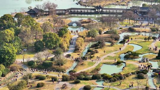 航拍瘦西湖风景区大明寺观音山园林寺庙