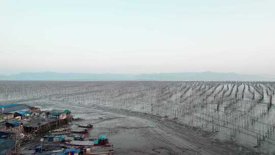 福建霞浦海岛海边滩涂日落晚霞自然风光